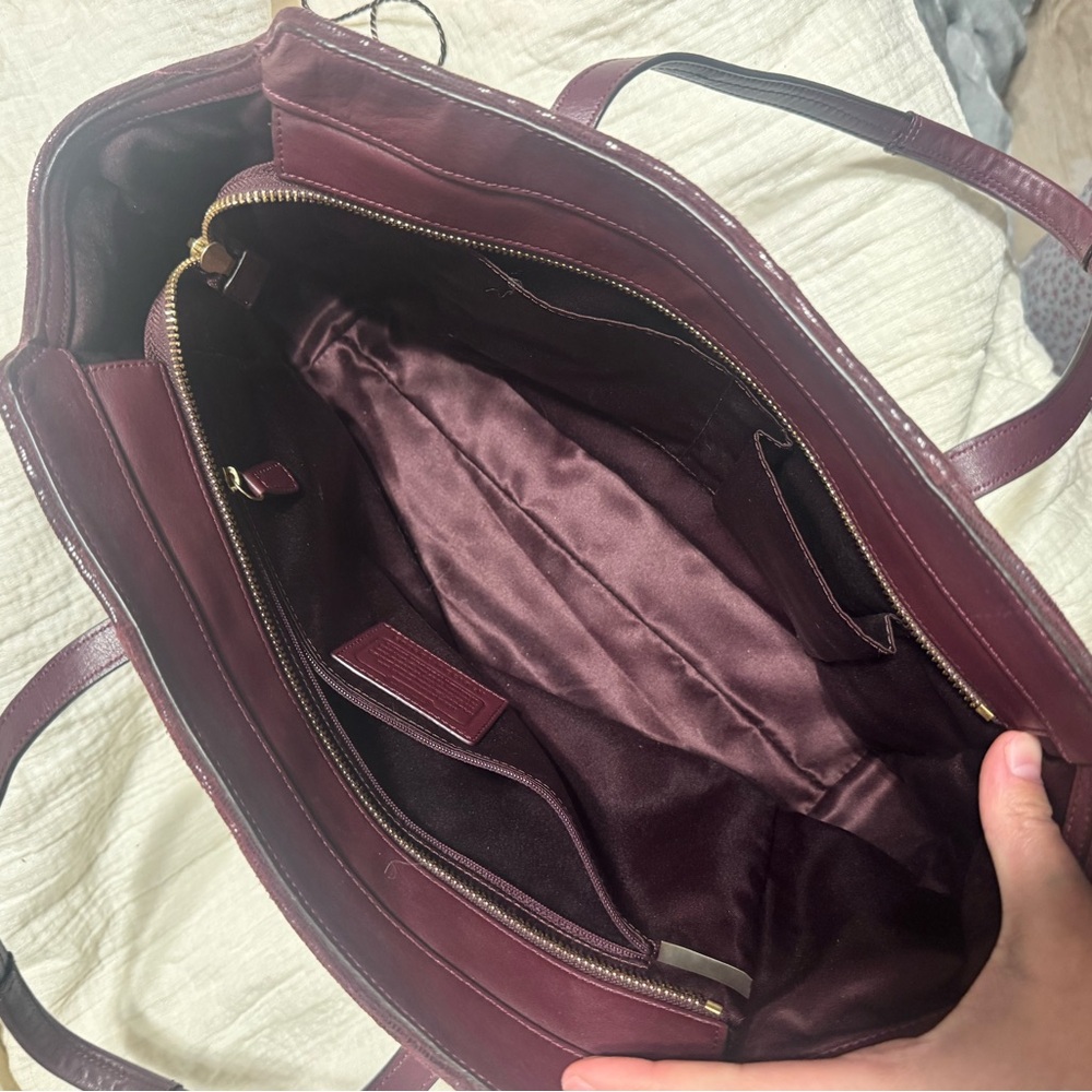 Coach Deep Burgundy Leather Tote - Picture 2 of 3